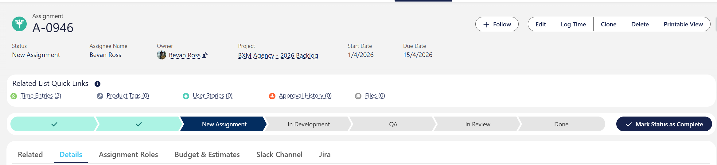 BXM Assignment Monitoring