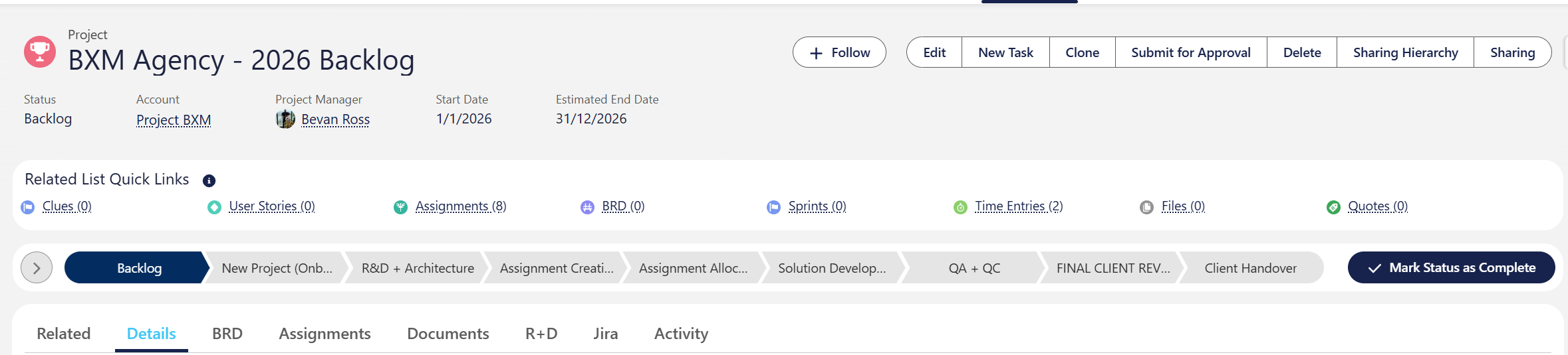 BXM Project Monitoring